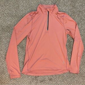 Icyzone Woman's Workout Long Sleeve Shirt Yoga Running 1/4 Zip Large Pink EUC